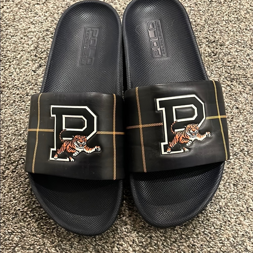 Polo by Ralph Lauren Black Slides with Tiger Design